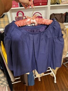 Lanvin Navy Blue Pleated Mini Skirt